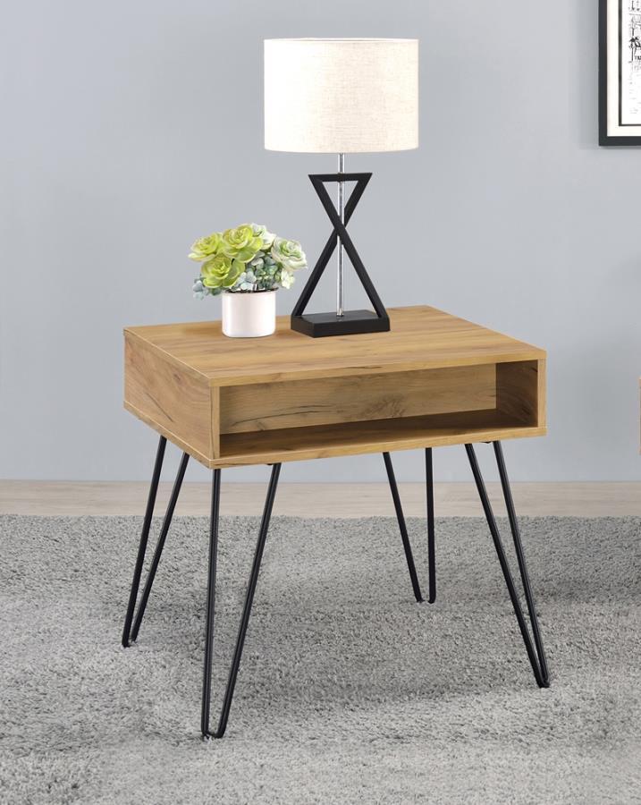 Oak End Table with Cubbie Hole Storage